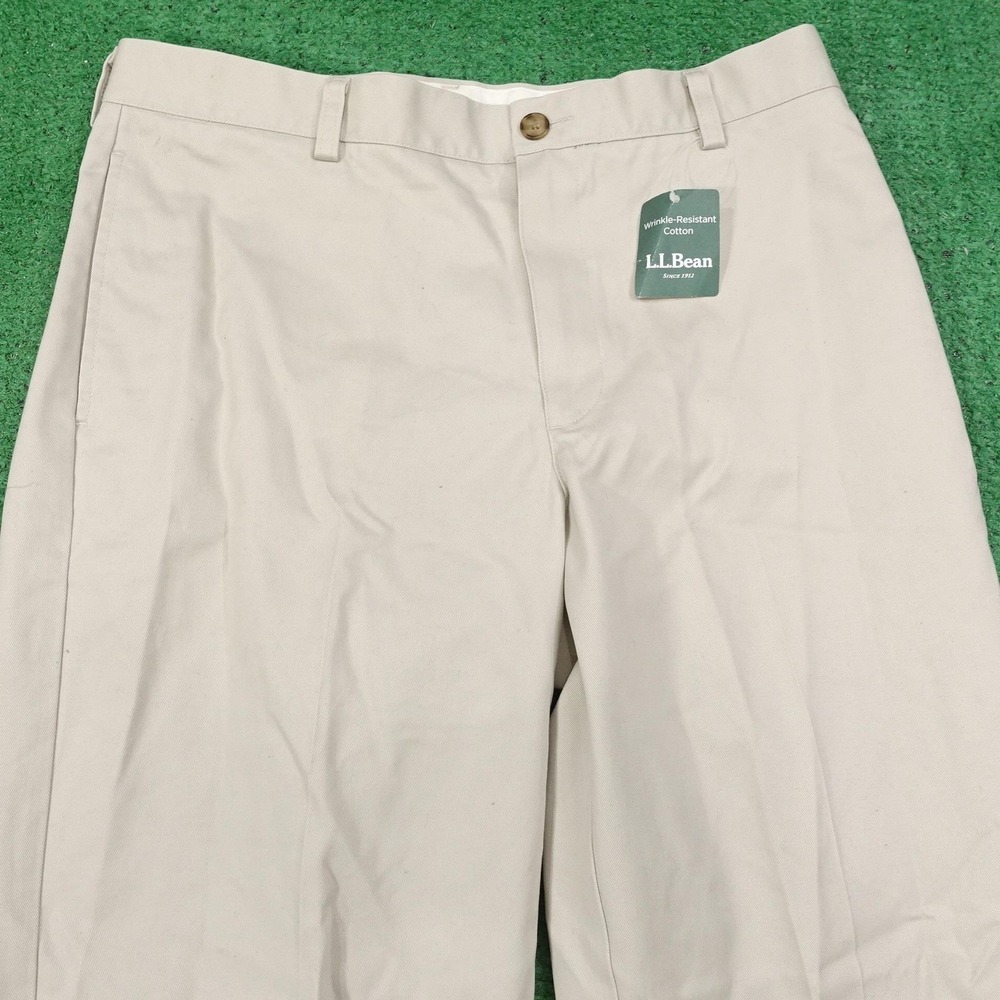 New L.L. Bean Pants Mens 34x36 Beige Khakis Classic Fit Cotton Wrinkle Resistant - Picture 2 of 8
